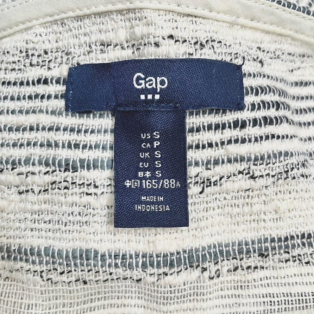 GAP White Gray Jacquard Embroidery Top Short Sleeve Women Small - Picture 7 of 8